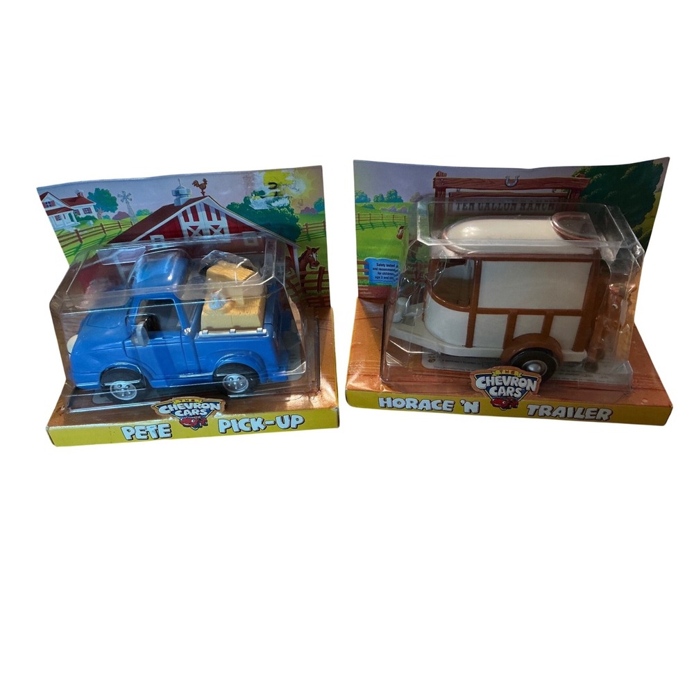 Vintage 1997 Chevron Cars Pete Pick-Up and Horace 'N Trailer New In Box Set